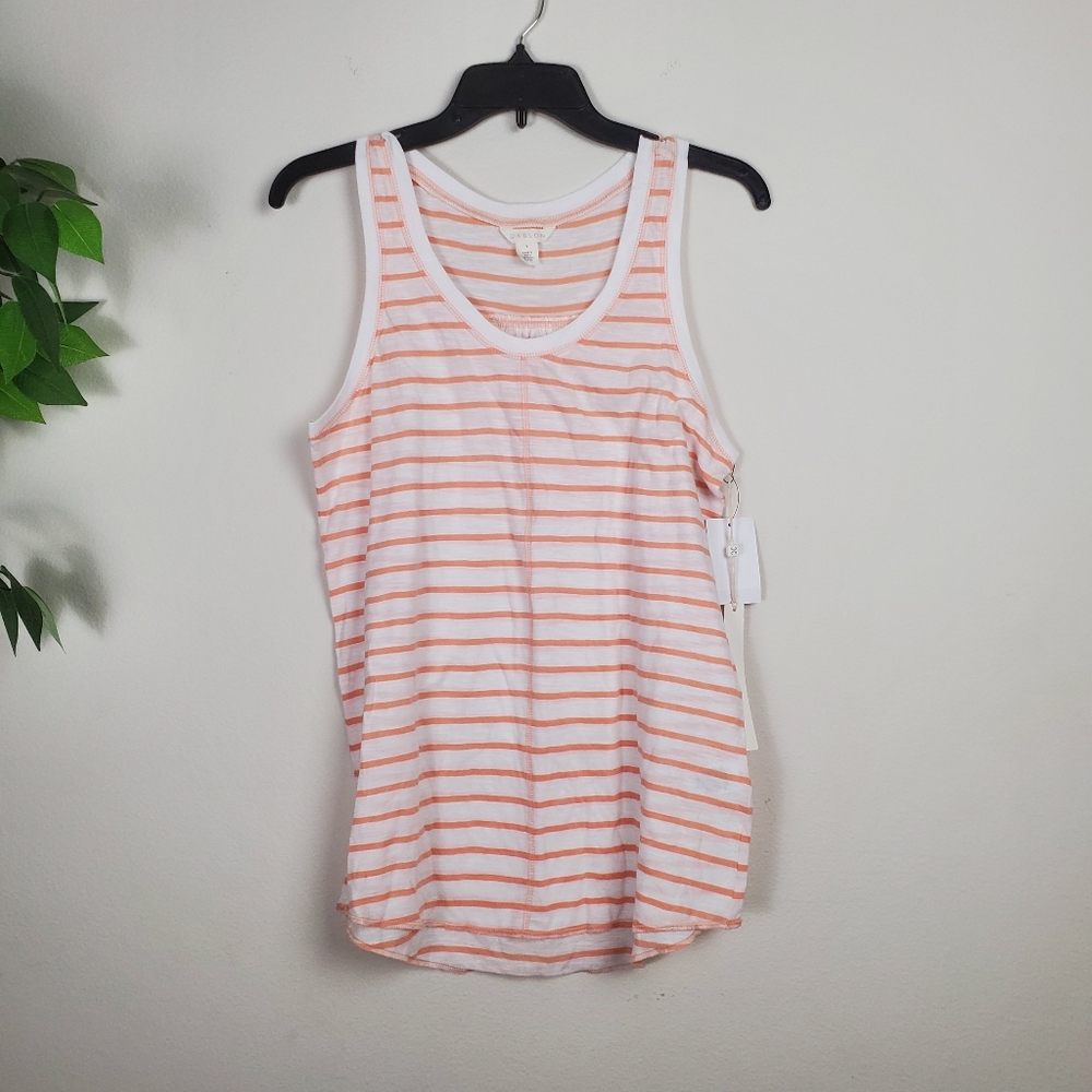 NEW Caslon Nordstrom Coral Striped Sleeveless Top Women's Size Small